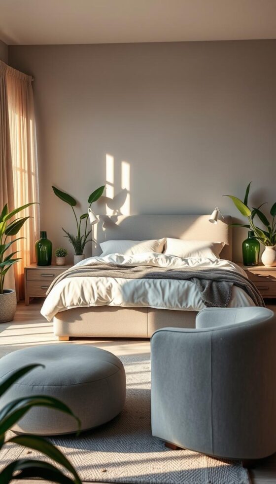 bedroom ideas grey and green