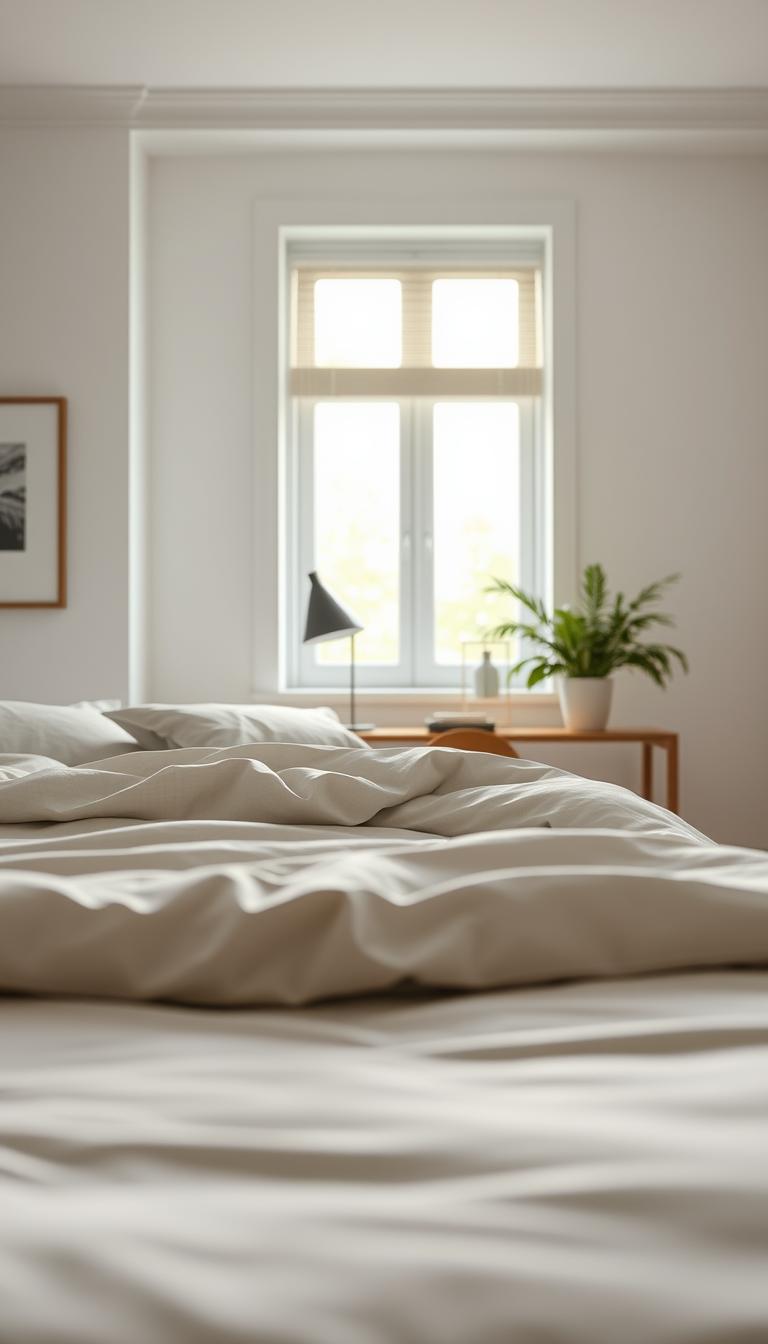 A well-lit, photorealistic image of a neatly arranged Ikea Aftonsparv bed in a cozy, modern bedroom. In the foreground, the focus is on the bed with its soft, inviting bedding, showcasing its design and craftsmanship. The middle ground includes a stylish side table with a minimalist lamp and a decorative plant, enhancing the atmosphere of an inviting space. In the background, bright natural light filters through a large window, illuminating the room and providing a warm ambiance. The overall mood is calm and stylish, reflecting affordability and quality. Capture the essence of home while emphasizing the price value, avoiding any text or overlays. A well-lit, photorealistic image of a neatly arranged Ikea Aftonsparv bed in a cozy, modern bedroom. In the foreground, the focus is on the bed with its soft, inviting bedding, showcasing its design and craftsmanship. The middle ground includes a stylish side table with a minimalist lamp and a decorative plant, enhancing the atmosphere of an inviting space. In the background, bright natural light filters through a large window, illuminating the room and providing a warm ambiance. The overall mood is calm and stylish, reflecting affordability and quality. Capture the essence of home while emphasizing the price value, avoiding any text or overlays.