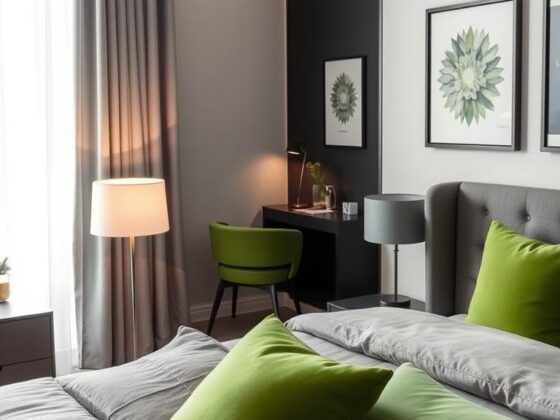 Grey and Green Bedroom